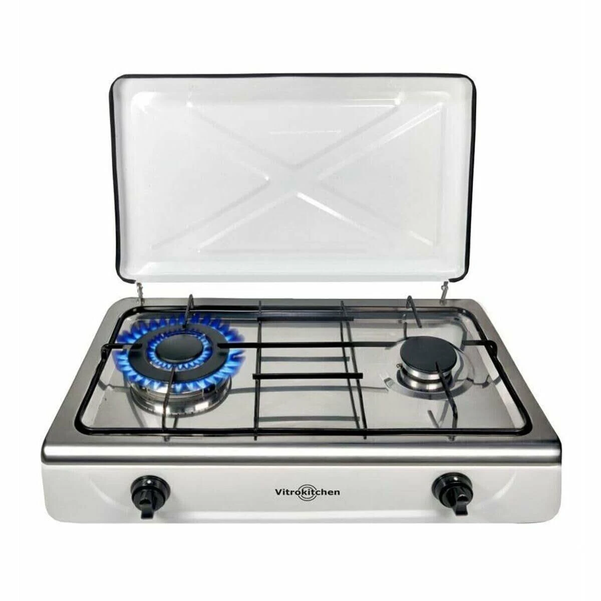 Hornillo de gas de 2 fuegos. Cocina para camping.